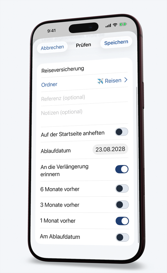 Verlängerungs-Ansicht warnt vor einem ablaufenden Reisepass
