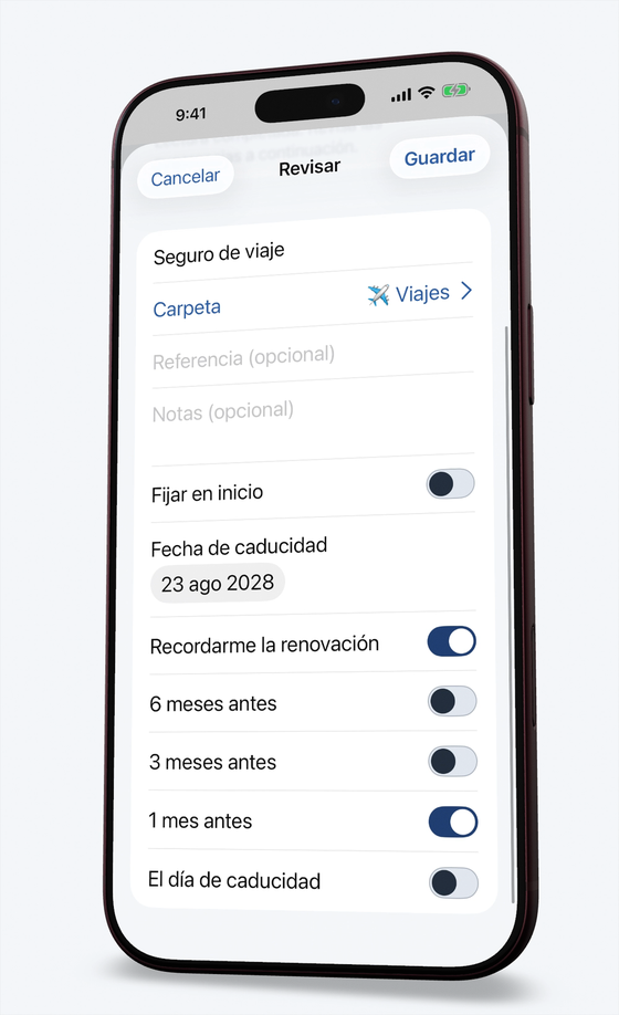 Pantalla de renovaciones avisando de un pasaporte a punto de caducar